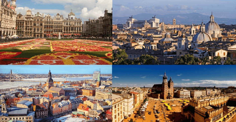 Brussels, Riga, Rome and Krakow